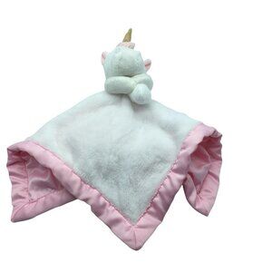 Carter's Unicorn Plush Baby Security Blanket Lovey Lovie 14" x 14" White Pink